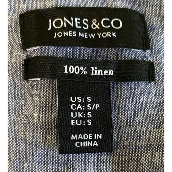 Jones New York 100% Linen Shirt Women's Small Sleeveless Blue - Picture 5 of 7